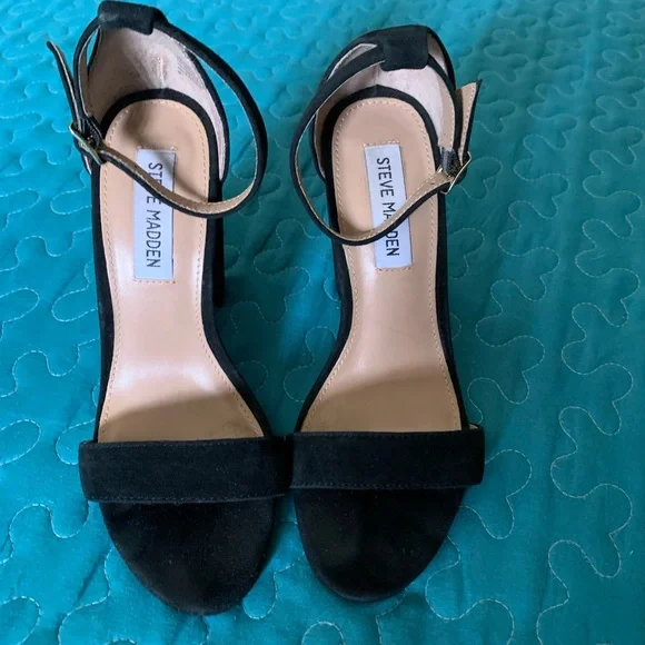 Steve Madden -Carrson Black Leather heeled sandals - Picture 5 of 11